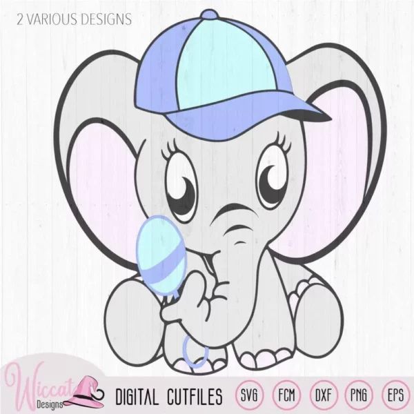 Baby boy Elephant with cap and rattle, nursery animal svg, rattle fcm file, newborn cricut svg, svg for babies, commercial use, vinyl craft