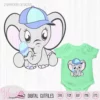 Baby boy Elephant with cap and rattle digital cut file