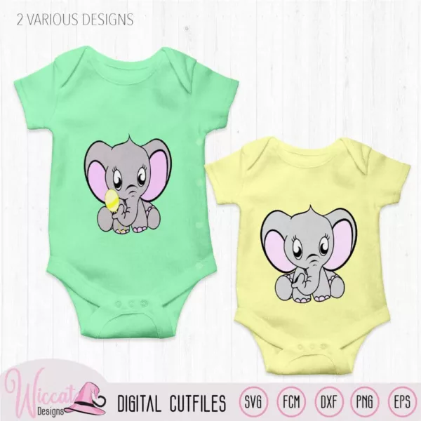 Baby elephant with rattle, Neutral baby suit svg, baby diy gift, baby ratel svg, fcm file scanncut, newborn design, cricut svg, zoo animals