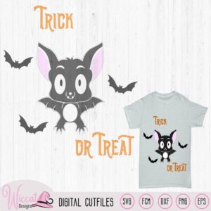 Cute Halloween bat svg, Halloween for kids svg, scanncut fcm, cricut svg file, trick or treat, dxf cut file,