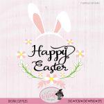 Happy Easter with bunny ears Quote svg, Funny Easter svg, Easter flowers svg, svg files, Easter shirt, cricut svg, girl svg, scanncut fcm