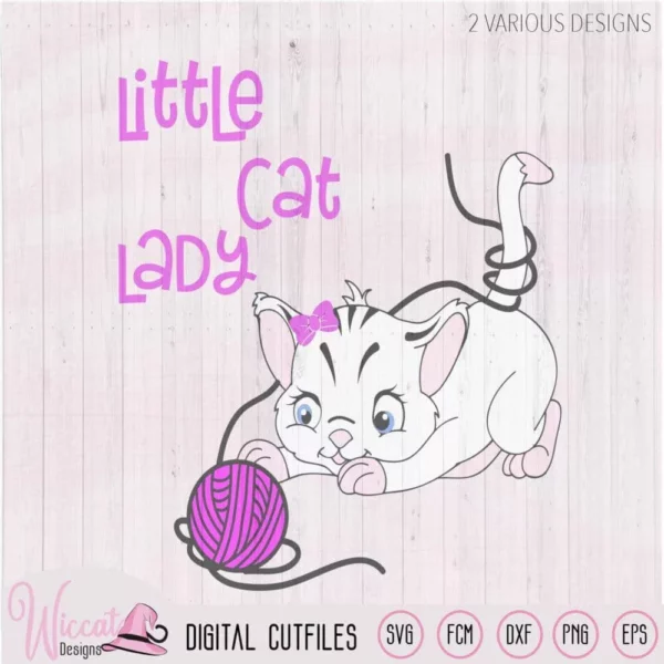 Little Cat lady svg, girl kitten, Little cat, cute animal svg, girls cat dxf, pet svg, scanncut fcm, Cricut svg, vinyl craft, plotter file
