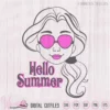 Cool Summer girl with Sun glasses, Hello summer quote, flower girl Svg, teenager cartoon, Girl face svg, t shirt desig, cricut svg, Scanncut