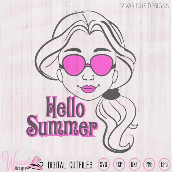 Cool Summer girl with Sun glasses, Hello summer quote, flower girl Svg, teenager cartoon, Girl face svg, t shirt desig, cricut svg, Scanncut