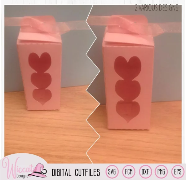 Wine glass box with hearts