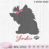 Cute Yorkie dog, Yorkshire terriër, Line art svg, silhouette girly dog, scanncut files, vector dog, svg cricut, vinyl craft, plotter file