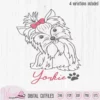 Cute Yorkie dog, Yorkshire terriër, Line art svg, silhouette girly dog, scanncut files, vector dog, svg cricut, vinyl craft, plotter file
