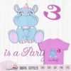 Girl hippo svg, 3 is a party quote, Third birthday girl, three toddler svg, zoo svg, scanncut fcm, kids svg for cricut, t shirt design,