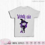 Little Witch svg, Halloween svg, Wickedly cute svg, witch cut files, treat bag svg, girls tee svg, dxf file, scanncut, Cricut Svg files