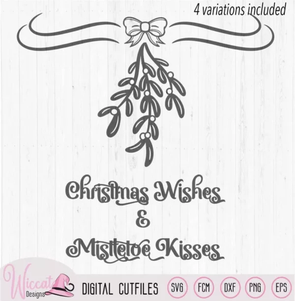 Christmas Mistletoe Wishes, glass block svg, Corner border, Mistletoe decal svg, dxf file, cricut svg, scanncut fcm, christmas decoration