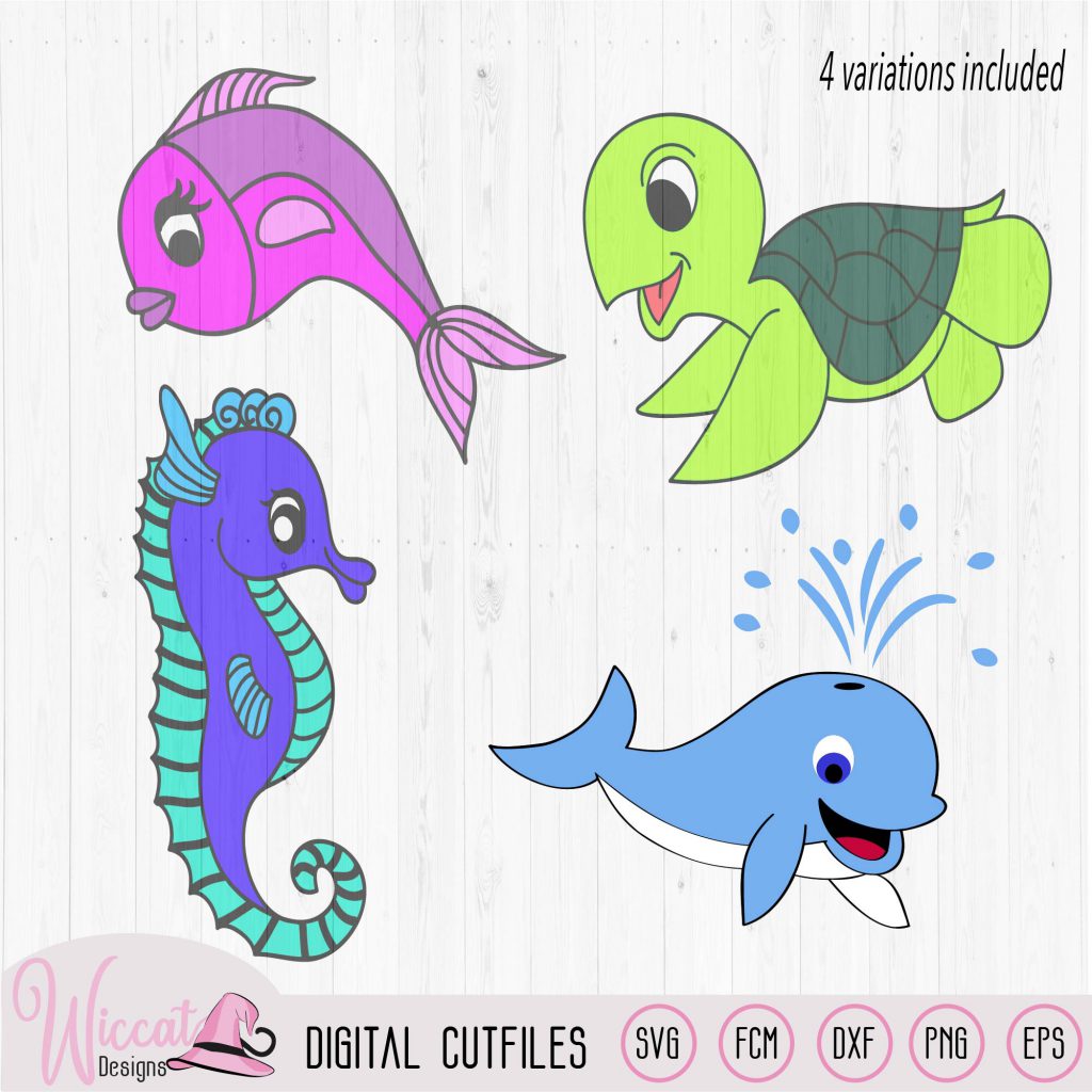 Sea animals bundle, SVG Sea Bundle, whale svg, under the Sea svg, sea turtle svg, fish svg, seahorse svg, scanncut fcm, cricut design