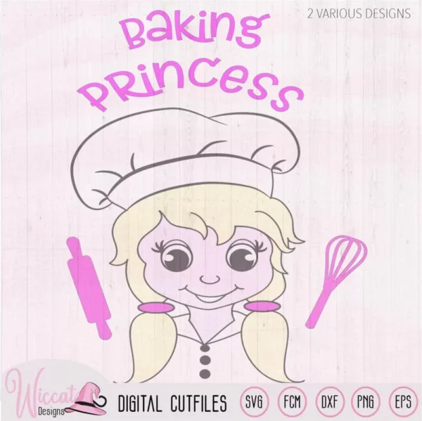 Kids Baking princess, Baker girl, cooking tools svg, apron design, scanncut fcm, little baker, cricut design, plotter file, vinyl craft