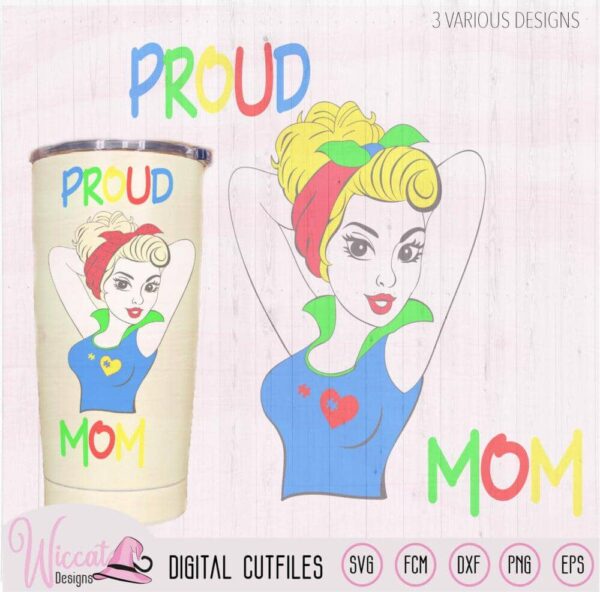 Proud mom autism pin up style, autism cut file