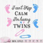 I can't keep calm i am having Twins, twins newborn baby, pregnant Quotes svg, scanncut fcm, being a mom svg, Cricut svg, expecting svg,