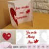 Lattice Valentine puzzle heart Card template, love quote cards, die cut, paper craft svg, Cut file, scanncut Fcm, svg for cricut, dxf, png,