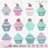 12 Cupcakes with strawberry and cherry, Little cupcake bundle, birthday cupcakes, cuttable svg, scanncut fcm, cricut svg design, vinyl craft