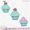 12 Cupcakes with strawberry and cherry, Little cupcake bundle, birthday cupcakes, cuttable svg, scanncut fcm, cricut svg design, vinyl craft