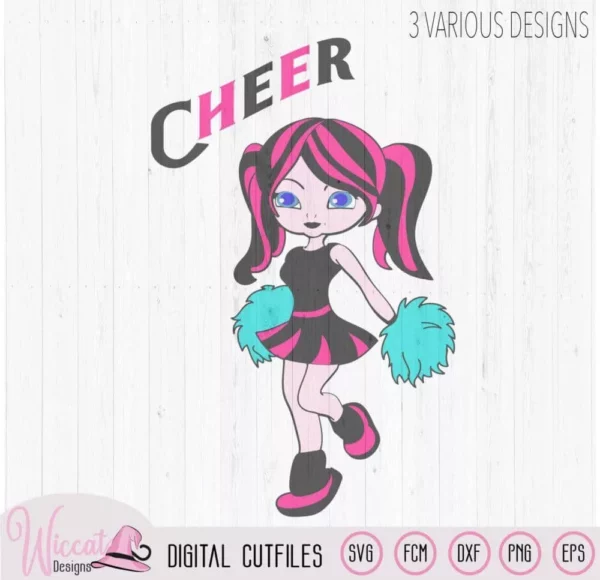 Cheerleader girl svg, svg files for girls, cheering svg, svg design, cut file, cheer girls, teen svg, scanncut fcm, cricut svg, cartoon svg