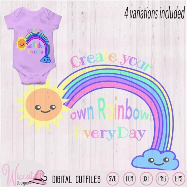 kawaii rainbow quote baby suit