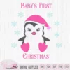 Christmas girl penguin svg, Baby girl cut file
