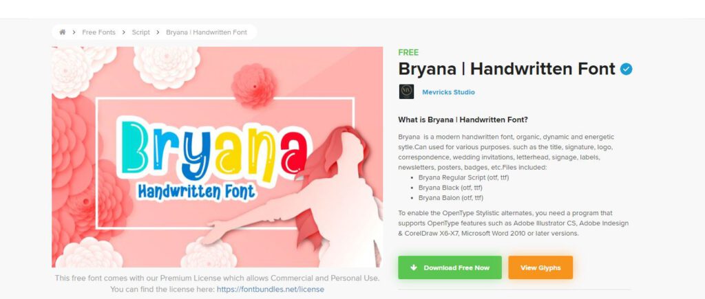 Bryana | Handwritten Font