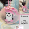 Christmas ornament, My first christmas pink penguin ornament, Glitter pink ornament, baby girl ornament, tree decoration,