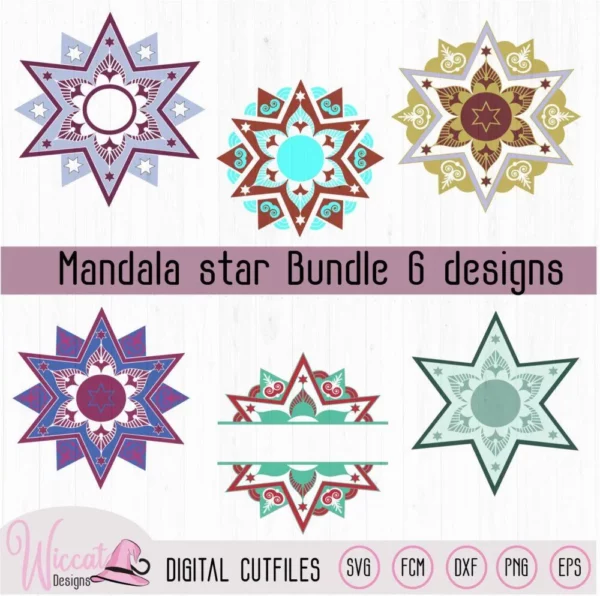 Mandala star bundle, Christmas star svg, Split star svg, glass block, Ornament svg, cricut svg, scanncut fcm, vinyl craft, window decoration