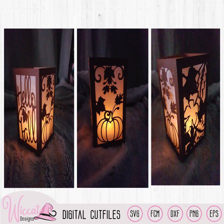 Happy fall lantern template, pumpkin and leaves, paper craft, home decoration diy, scanncut fcm, dxf cut file, cricut svg, plotter file