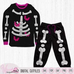 Girl skeleton with bats, halloween costume svg, skeleton suit svg, Toddler Costume, bones outfit, cricut svg, scanncut fcm, plotter file,