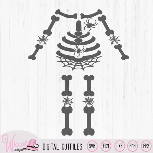 Skeleton with spiders costume svg, bones suit svg, spiders and bones outfit, cricut svg, scanncut fcm, plotter file, halloween for boys,