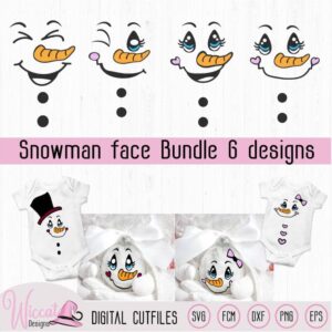 Snowman Face bundle, Christmas ornament, christmas DIY decoration, Funny snowman, dxf file, scanncut fcm, svg cricut, vinyl craft toddler