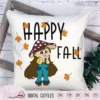 Funny mushroom girl, Happy fall quote, october design, cute little girl shirt, vinyl craft, pillow file, scanncut fcm, cut file, cricut svg,