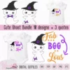 Cute ghost bundle, Ghost quotes, Halloween DIY decoration, ghost with witch hat, dxf file, scanncut fcm, svg cricut, vinyl craft toddler