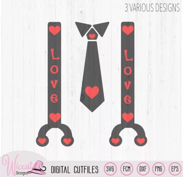 Valentine Baby neck tie and suspender, love tie bundle svg,