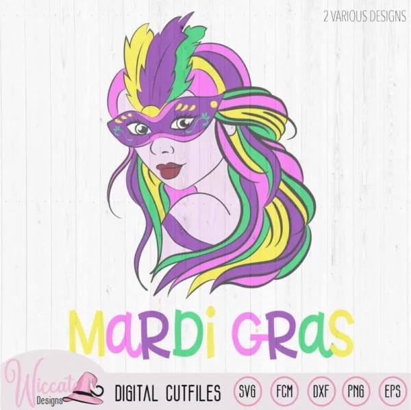 Mardi gras Girl with mask svg, carnival masker, Scanncut fcm, cricut svg, vinyl craft, plotter file, feather and beads, girl shirt,