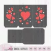 Valentine heart lantern template, floating hearts, scanncut fcm, paper craft, dxf cut file, cricut svg, Paper Lantern DIY SVG, home decor