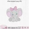 Baby girl elephant with pastel galaxy background