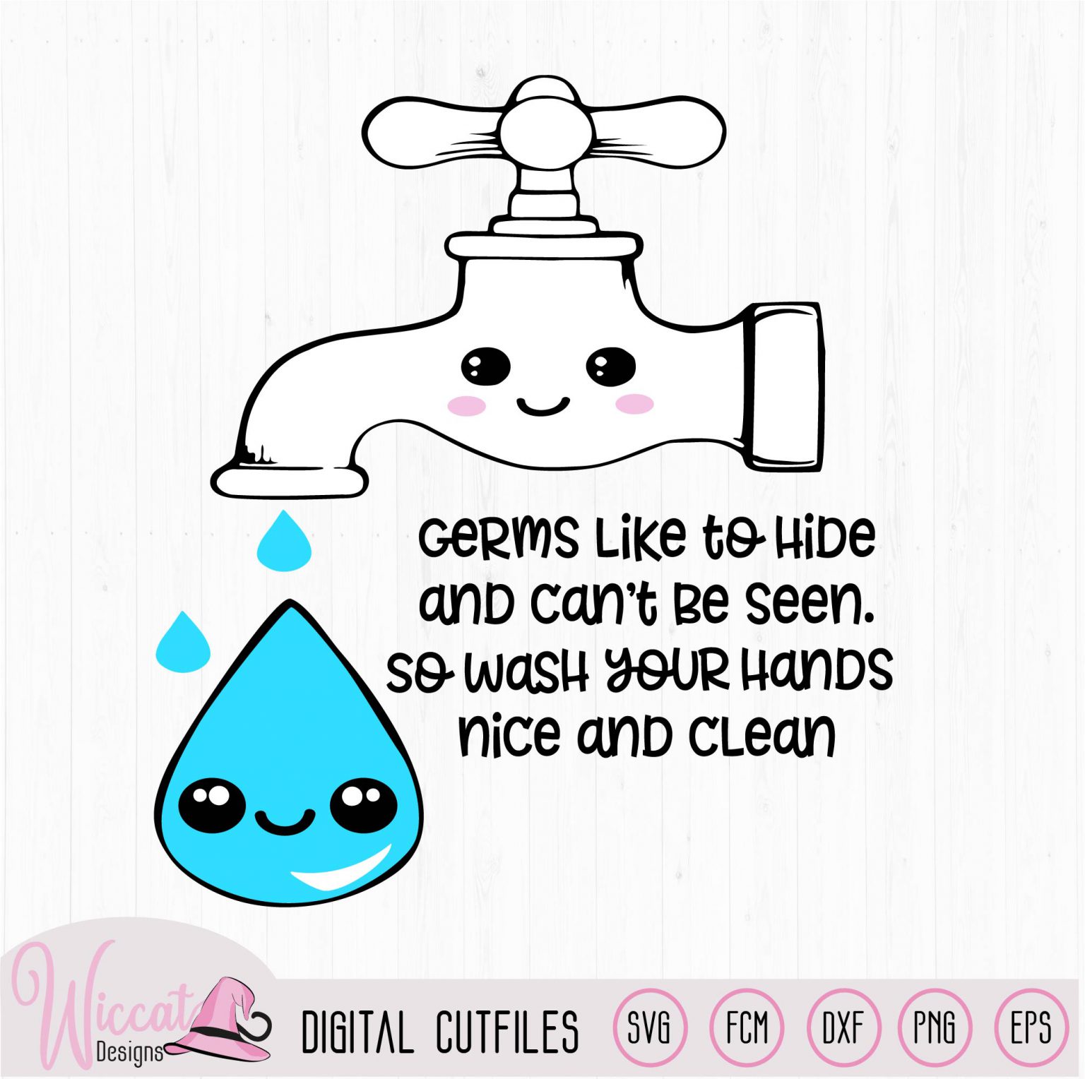 Kawaii water tap with hand washing rhyme, Cute hygiene rules, Bathroom decoration, scanncut fcm, vinyl cut file, htv svg cricut, vinyl craft