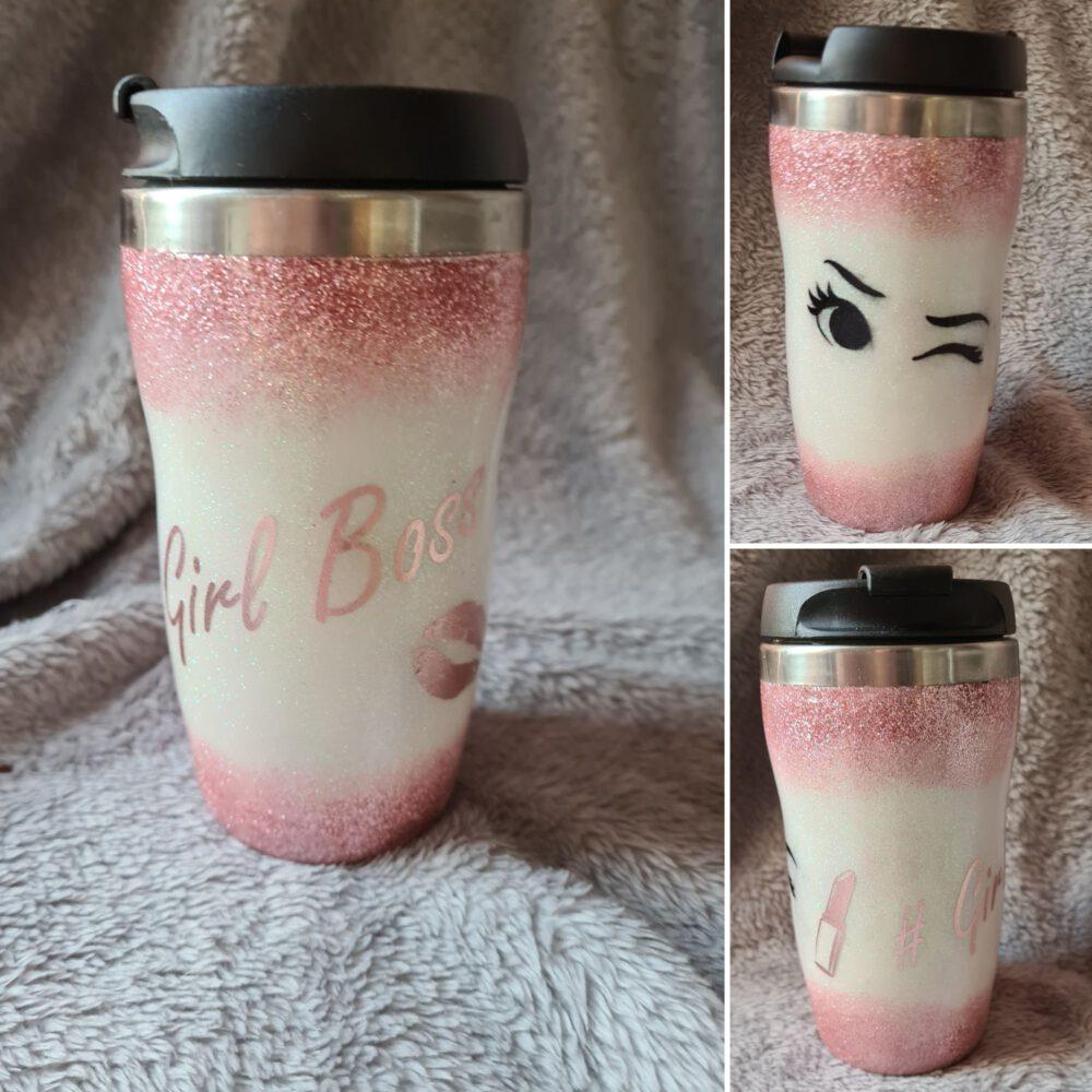 Pink Glitter Tumbler, Pink Girly Tumbler, Pink Tumbler