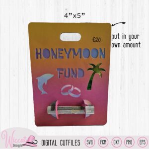 Honeymoon fund money card svg, 3d money card svg