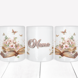 Floral book with Butterfly 11 oz Mug, tea mug or coffee mug can be personalised