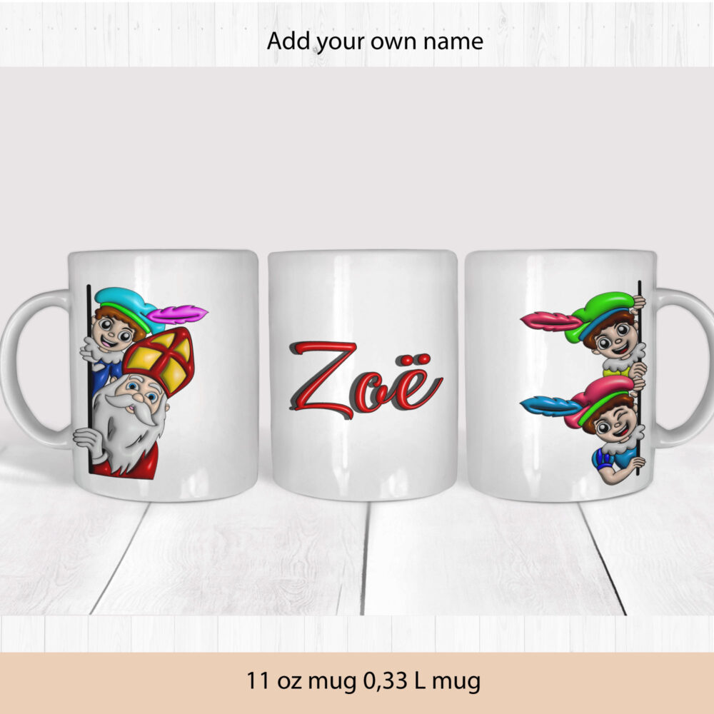 Custom peekaboo Sinterklaas Mug with 3D Design - 11 oz Festive Home Decor - 11 oz Gift, 5 December gift