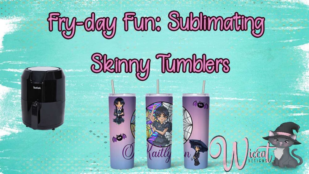 DIY sublimation, air fryer, skinny tumbler, shrink wrap, craft tutorial